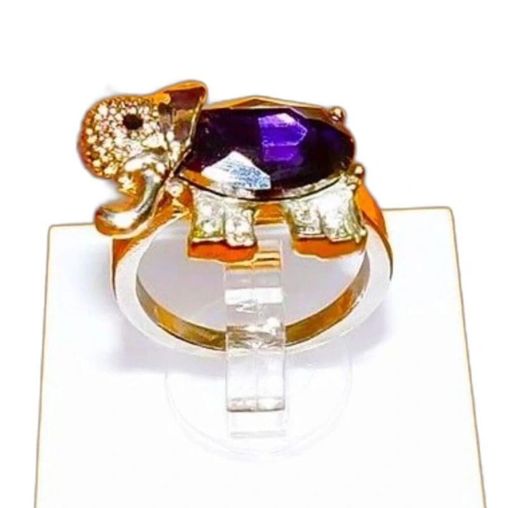 Purple Amethyst Elephant Ring / Size 8